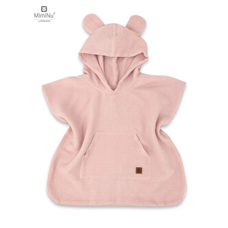 KIECZMERSKI Ponczo plażowe, szybkoschnące rozmiar 1-4 lat MUŚLIN bawełna 100% pudrowy róż