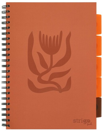 Kołonotes Project Book A4 100 k. kratka 80g Floral ceglany, Strigo