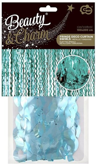 Kurtyna Spirale, metaliczna turkusowa 100x200 cm, GoDan