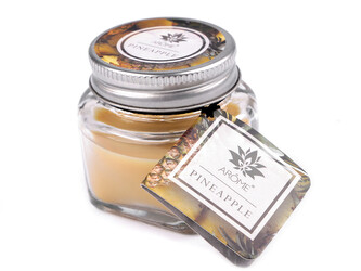 Malá vonná svíčka ve skle s jmenovkou 28 g - 1 ks - 16 (Pineapple) žlutá světlá