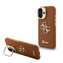 Guess PU Grained 4G Logo Stand Camera Frame Zadní Kryt pro iPhone 16 Brown