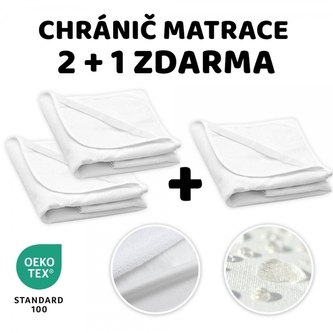 Chránič matrace do postýlky BASIC 2+1, 120x60cm, nepromokavý - bílý; 120x60