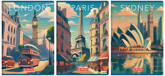 Zeszyt A4 96 k. linia z marginesem Retro City, Herlitz