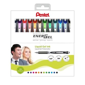 Gelový roller Pentel Energel, 0,7 mm,sada 12 barev
