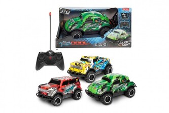 Auto RC terénní plast 16cm 27MHz na baterie svítící 3 druhy v krabici 24x12,5x13cm