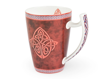 Porcelánový hrnek Celtic, červený, keltský dekor, 500 ml