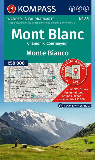KOMPASS Wanderkarte 85 Mont Blanc / Monte Bianco 1:50.000