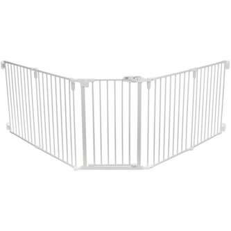 Zábrana pro psy s dvířky, 5 dílů, 62.5-300 x 76.5 cm, lakovaný kov