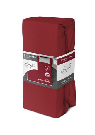 PRZEŚCIERADŁO SOFT 220X200+25 JERSEY GUMKA CZERWONY BAW.