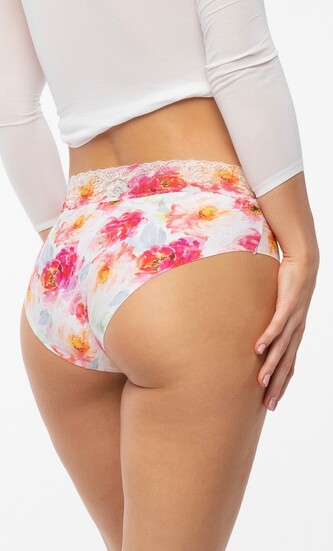 Figi Julimex Peony Hipster Hiphuggers S-XL biały-kwiaty L