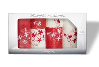RĘCZNIK KPL.FINEZJA 6 SZT/2x30X50+2x50X90+2x70X140/ FROTTE KREM/CZERWONY