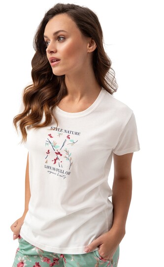 Piżama Luna 641 kr/r M-2XL L24 damska kremowy M