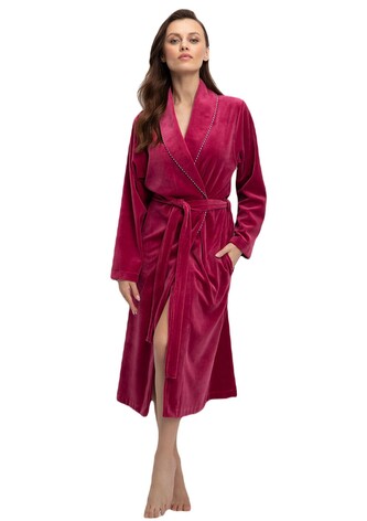 Szlafrok Luna 371 Velour 3XL damski bordowy 3XL