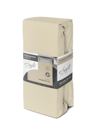 PRZEŚCIERADŁO SOFT 140X200+25 JERSEY GUMKA KREMOWY BAW.