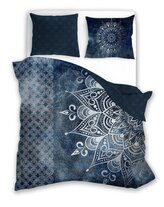 POŚCIEL KPL.140X200+70X90 PURE SATEEN MANDALA 001 GRANATOWY SATYNA BAW.