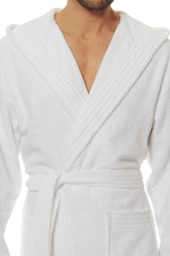 Pánský župan s kapucí L&L bílý (2104) XXL