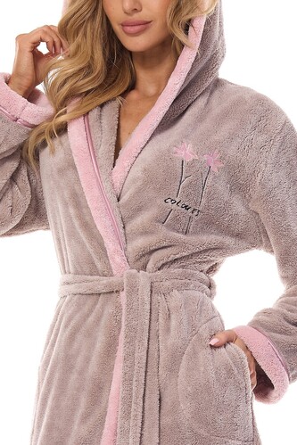 Szlafrok L&L 2419 Tess długi 3XL damski opal 3XL-173/116/122