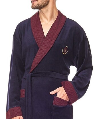 Szlafrok L&L 9101 BJ M-2XL męski granatowy XXL-188/124/116