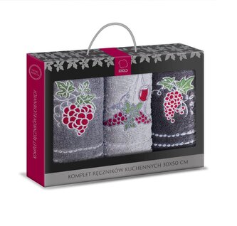 ZESTAW KUCHENNY RĘCZNIKÓW 3x30X50 002 WINOGRONA