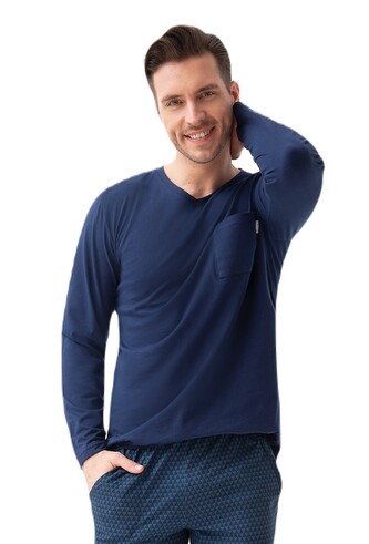 Piżama Luna 804 dł/r M-2XL Z24 męska granatowy M