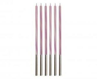 Dortové svíčky 6 ks Candy růžové