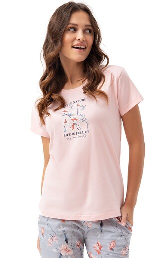 Piżama Luna 641 kr/r M-2XL L24 damska różowy L