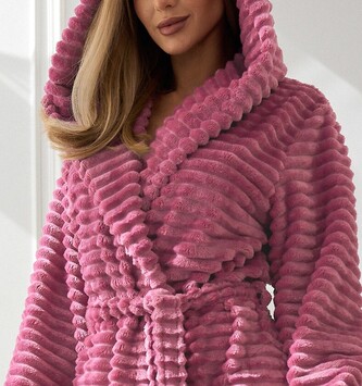 Szlafrok L&L 2416 Robin S-XL damski wiśniowy M-164/98/106