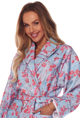 Szlafrok L&L 2216 Fida długi S-2XL damski niebieski L-170/102/110