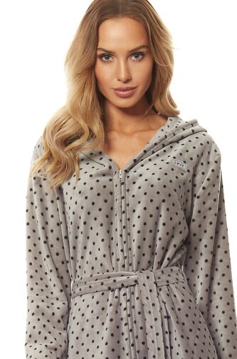 Szlafrok L&L 9156 ZPPR długi damski S-2XL grafitowy-czarny XXL-172/110/118