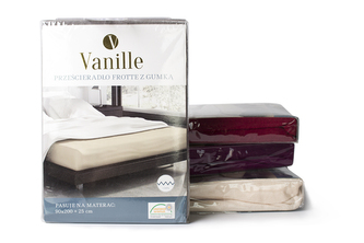 PRZEŚCIERADŁO VANILLE 90X200+25 NIEBIESKI FROTTE Z GUMKĄ 80% BAW.20% PL.