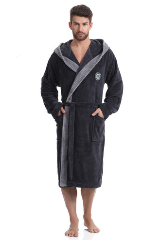 Szlafrok L&L George M-2XL męski grafitowy XL-180/120/116