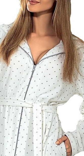 Szlafrok L&L Zappa S-2XL damski ecru-gwiazdki S-160/94/102