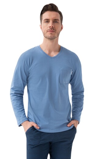 Piżama Luna 804 dł/r M-2XL Z24 męska niebieski XXL