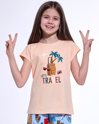 Piżama Cornette Kids Girl 787/110 Travel 2 86-128 brzoskwiniowy 98-104