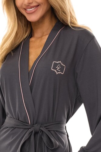 Szlafrok L&L 2504 S-XL wiskoza damski grafitowy XL-171/106/114