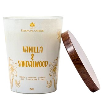 ARÔME Svíčka ve skle s kovovým víčkem 255g - Vanilla & Sandalwood