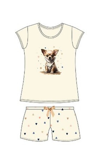Piżama Cornette Kids Girl 787/108 Chihuahua kr/r 86-128 ecru 98-104
