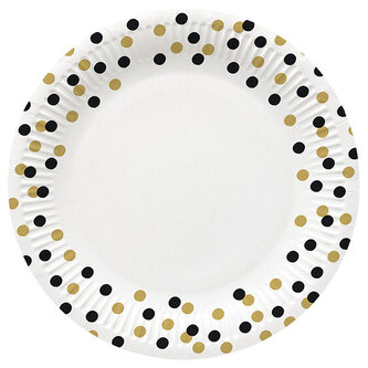 Papírový talíř velký - Confetti Silver&Black;