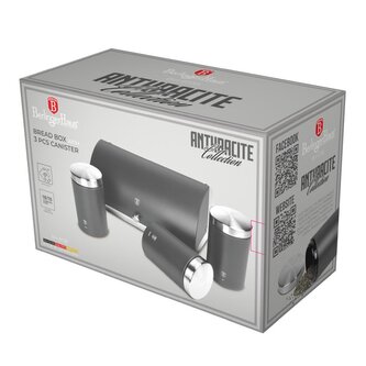 BERLINGERHAUS Chlebník a sada dóz na potraviny 4 ks Antracit Collection BH-6738