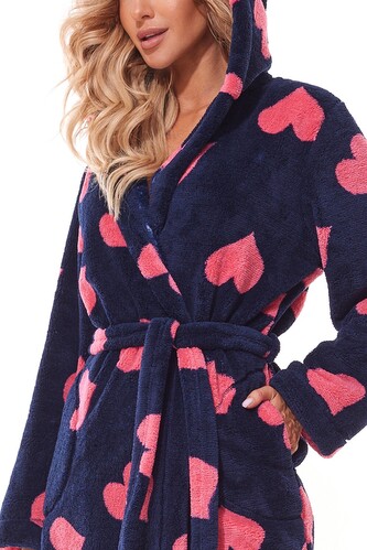 Szlafrok L&L 2310 Futura S-XL damski granatowy L-170/102/110