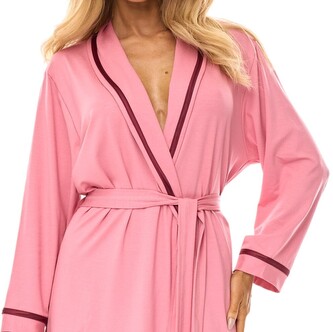 Szlafrok L&L 2506 długi M-2XL wiskoza damski różowy M-164/98/106