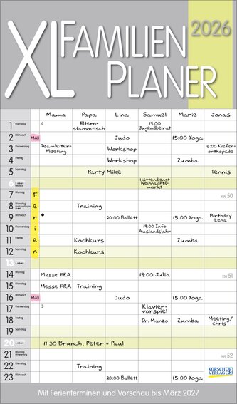 XL Familienplaner Pastell 2026