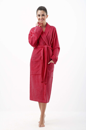 Szlafrok Luna 352 M-2XL damski bordowy XL