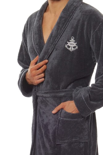 Szlafrok L&L 2114 Marine M-2XL męski grafitowy XL-182/120/116