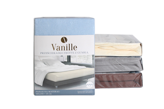 PRZEŚCIERADŁO VANILLE 220X200+25 NIEBIESKI FROTTE Z GUMKĄ 80% BAW.20% PL.