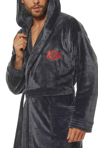 Szlafrok L&L 2110 Costa M-2XL męski grafitowy XXL-188/124/116