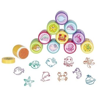 Pieczątki z tuszem zwierząt morskich mix