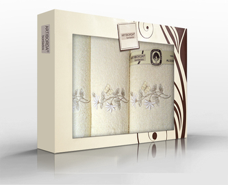 RĘCZNIK KPL. ARTI 3 SZT. /30X50/50X100/70X140/ FROTTE HAFT ECRU(BEŻ) 400G.