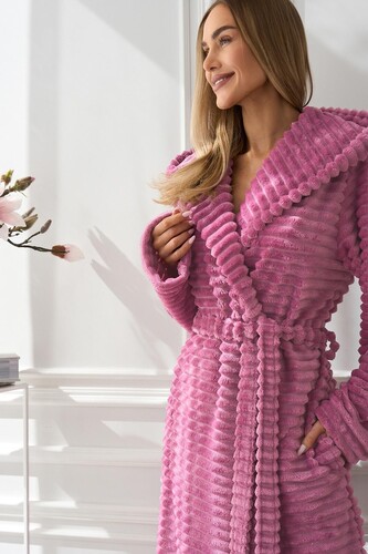 Szlafrok L&L 2599 Robin długi S-2XL damski wiśniowy XL-171/106/114