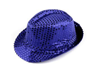 Karnevalový klobouk s flitry - 1 ks - 5 modrá safírová